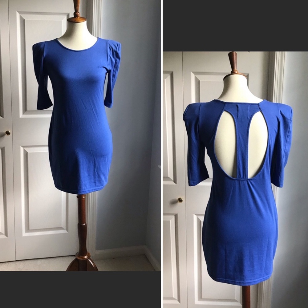 Blue Open Back Mini Dress